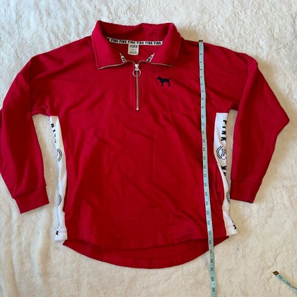 Red PINK Victoria's Secret Half Zip up Hoodie Sweatshirt Vintage Size Small - Picture 8 of 9